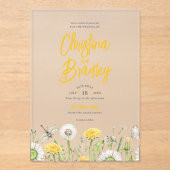 ワイルドフラワーダンデリオン庭園の結婚式 アクリル招待状 (正面)