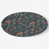 ワイルドフラワーダークブルーブライダルシャワー ペーパープレート (アングル)