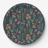 ワイルドフラワーダークブルーブライダルシャワー ペーパープレート (正面)