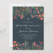 ワイルドフラワーダークブルー第1聖餐式 招待状 (正面)