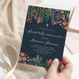 ワイルドフラワーダークブルー第1聖餐式 招待状