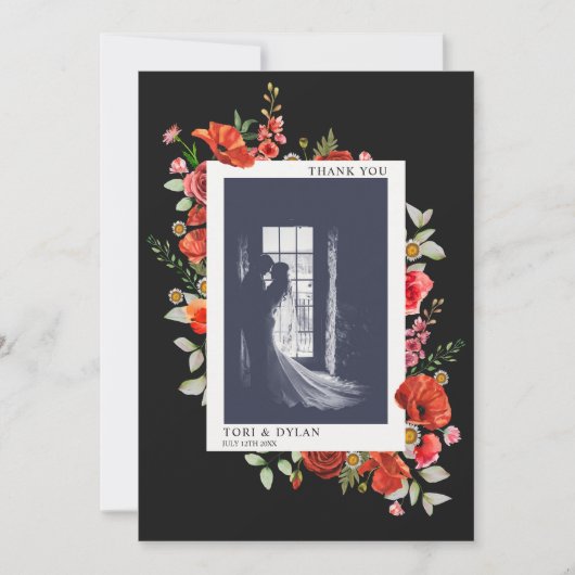 ワイルドフラワーダーク結婚の写真 サンキューカード (正面)