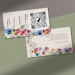 ワイルドフラワーチャームオンラインRSVP QRコード結婚ズ エンクロージャーカード<br><div class="desc">ワイルドフラワー結婚のオンラインRSVPエンクロージャカードとカスタムqrコード、水彩野生の花と美しい書道。この素朴な田舎の植物性デザインかわいらしは縁ど、デイジーのポピーなトウワナの花の種の頭とクローバーを含む野花を持つ。ボヘエレガントミアンモダンガーリーガーデンテーマのフローラ。ワイルドフラワーのチャームのコレクションで私の店を見て、一致するアイテムを探しなさい。</div>