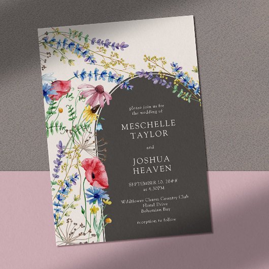 ワイルドフラワーチャームカントリーフローラ結婚アーチズ 招待状