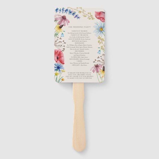 ワイルドフラワーチャームカントリーフローラ結婚式 プログラム ハンドファン (裏面)