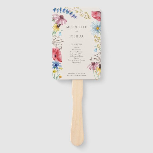 ワイルドフラワーチャームカントリーフローラ結婚式 プログラム ハンドファン (正面)