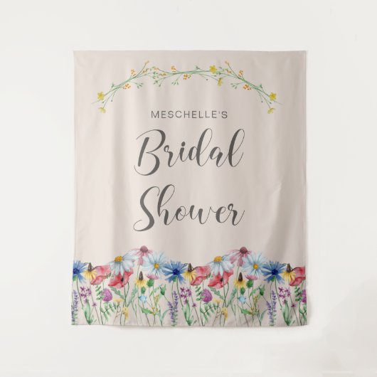 ワイルドフラワーチャームコテージガーデンブライダルシャワー タペストリー (正面)