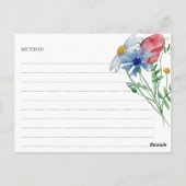 ワイルドフラワーチャームブライダルシャワーレシピカード ポストカード (裏面)