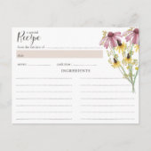ワイルドフラワーチャームブライダルシャワーレシピカード ポストカード (正面)