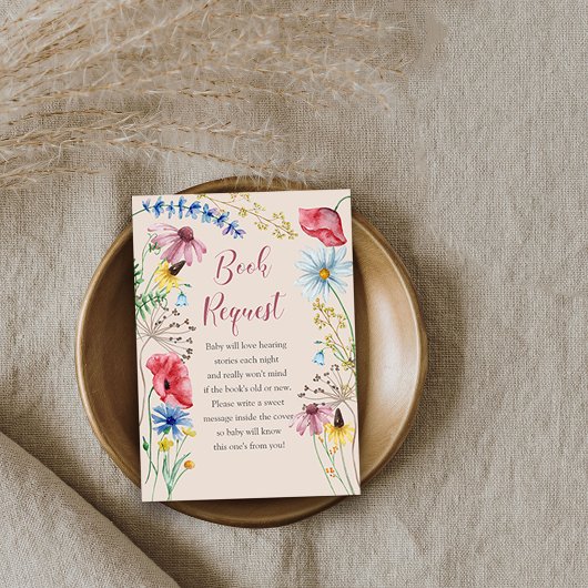 ワイルドフラワーチャームベビシャワーブックリクエスト エンクロージャーカード