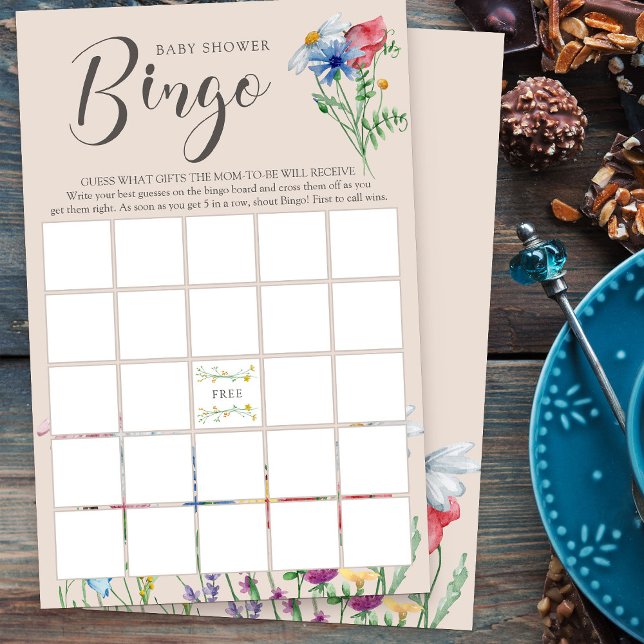ワイルドフラワーチャームベビーシャワービンゴゲーム (Bingo Game for baby shower or bridal shower from my Wildflower Charm collection)