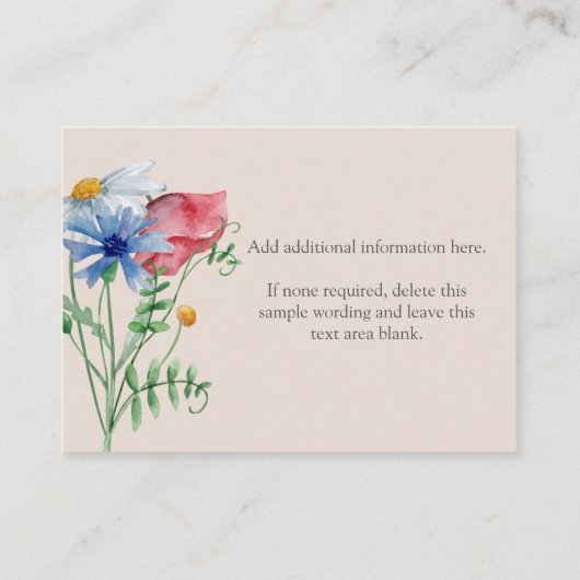 ワイルドフラワーチャーム独自の作成空白の エンクロージャーカード (裏面)