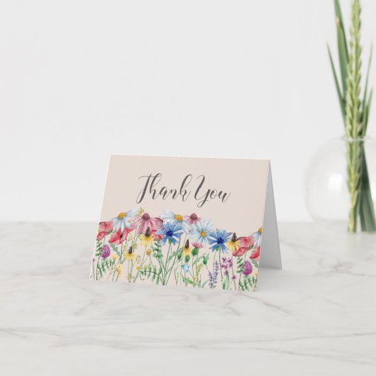 ワイルドフラワーチャーム素朴コテージフローラありがとう サンキューカード (正面)