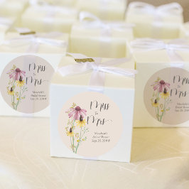 ワイルドフラワーチャーム ミス トゥ ミセス カントリー ブライダルシャワー ラウンドシール