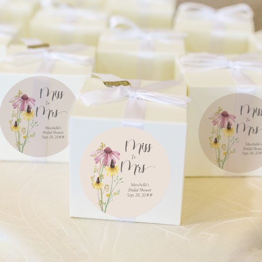 ワイルドフラワーチャーム ミス・トゥ・ミセス カントリー ブライダルシャワー ラウンドシール