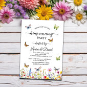 ワイルドフラワーチョウエレガント引っ越し祝いパーティーパーティー 招待状