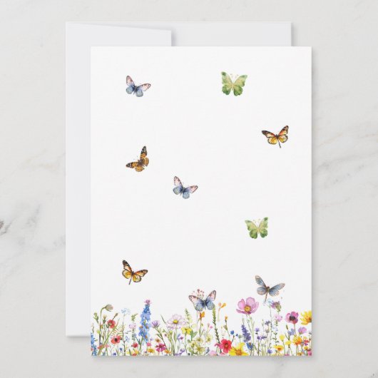 ワイルドフラワーチョウエレガント引っ越し祝いパーティーパーティー 招待状 (裏面)