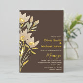 ワイルドフラワーチョコレートとクリーム結婚式招待状 箔シーズンカード (立ち正面)