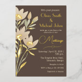 ワイルドフラワーチョコレートとクリーム結婚式招待状 箔シーズンカード (正面)