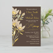 ワイルドフラワーチョコレートとクリーム結婚式招待状 箔シーズンカード (立ち正面)