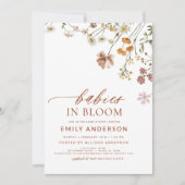 ワイルドフラワーツインズベビーイン開花ベビーシャワー 招待状 (正面)