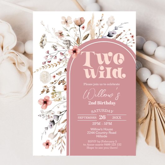 ワイルドフラワーツーワイルド誕生日招待状 招待状