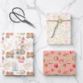 ワイルドフラワーティーカップストロベリーフィールド子供部屋 ラッピングペーパーシート