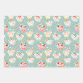 ワイルドフラワーティーカップストロベリーフィールド子供部屋 ラッピングペーパーシート