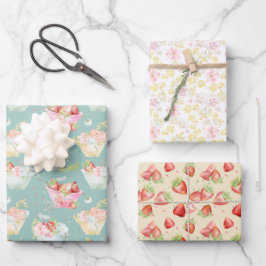 ワイルドフラワーティーカップストロベリーフィールド子供部屋 ラッピングペーパーシート