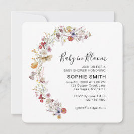 ワイルドフラワーティーパーティーガーデンベビーイン開花 招待状