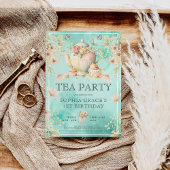 ワイルドフラワーティーパーティーガール誕生日招待状 招待状