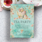 ワイルドフラワーティーパーティーガール誕生日招待状 招待状