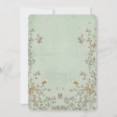 ワイルドフラワーティーパーティーセージグリーンブライダルシャワー 招待状 (裏面)
