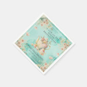 ワイルドフラワーティーパーティーティール(緑がかった色)ブルーブライダルシャワー スタンダードカクテルナプキン (角)