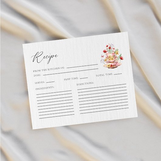 ワイルドフラワーティーパーティーブライダルシャワーレシピカード