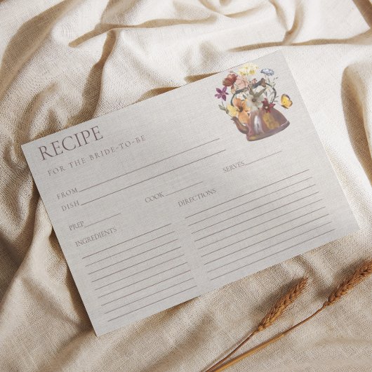 ワイルドフラワーティーパーティーブライダルシャワーレシピカード