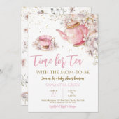 ワイルドフラワーティーパーティーベビーシャワー 招待状 (正面/裏面)