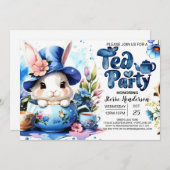 ワイルドフラワーティーパーティーボーイベビーシャワー 招待状 (正面/裏面)