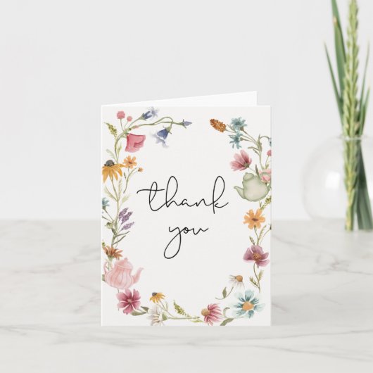ワイルドフラワーティーパーティー感謝カード サンキューカード (正面)