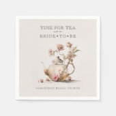 ワイルドフラワーティーパーティー水彩ティーブライダルシャワー スタンダードカクテルナプキン (正面)