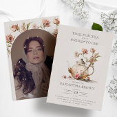 ワイルドフラワーティーパーティー水彩ティーブライダルシャワー 招待状