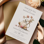 ワイルドフラワーティーパーティー水彩ティーブライダルシャワー 招待状