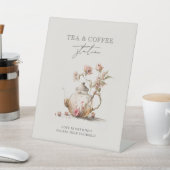 ワイルドフラワーティーパーティー水彩ブライダルシャワー標識 台座サイン (インサイチュ)