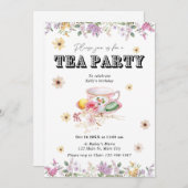 ワイルドフラワーティーパーティー誕生日招待状 招待状 (正面/裏面)