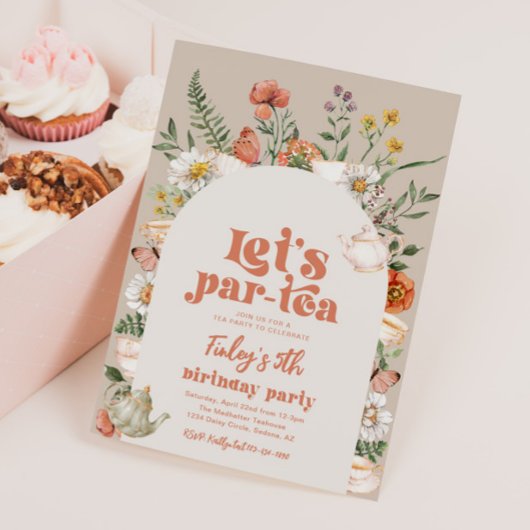 ワイルドフラワーティーパーティー誕生日招待状 招待状