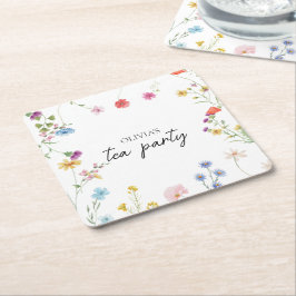 ワイルドフラワーティーパーティー ブライダルシャワー スクエアペーパーコースター