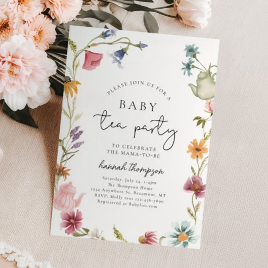 ワイルドフラワーティーベビーシャワー招待状 招待状