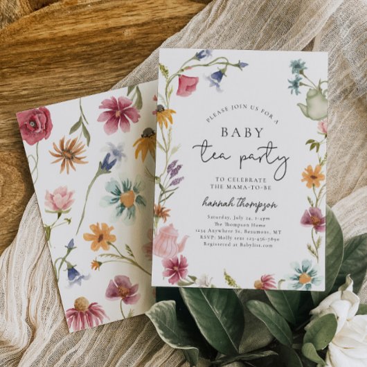 ワイルドフラワーティーベビーシャワー招待状 招待状