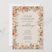 ワイルドフラワーテラコッタフローラウォーター結婚カラー 招待状 (正面)