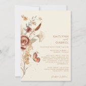 ワイルドフラワーテラコッタフローラウォーター結婚カラー 招待状 (正面)